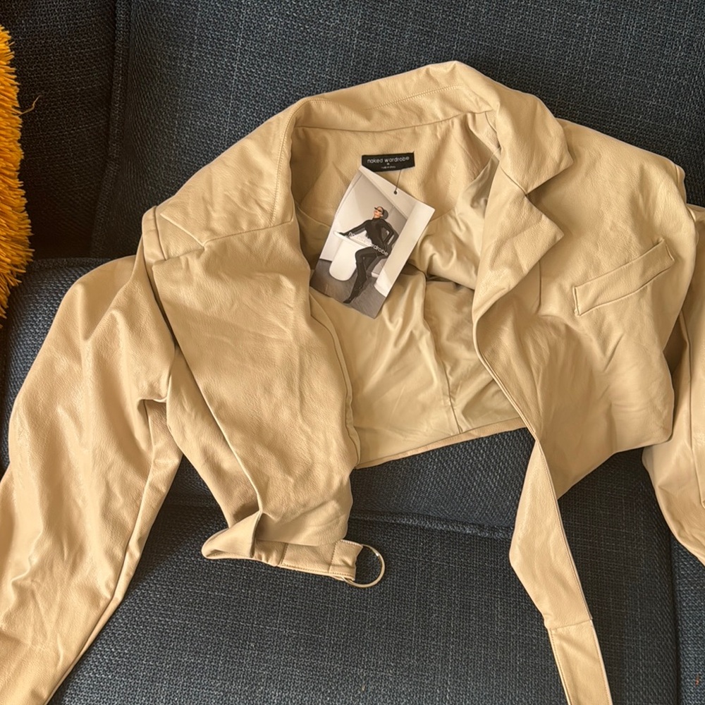 Beige Cropped Jacket by Naked Wardrobe